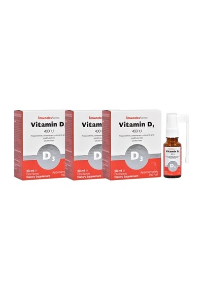 İmuneks Farma 400 IU Vitamin D3 içeren Sprey Takviye Edici Gıda 20 ml x 3 Adet