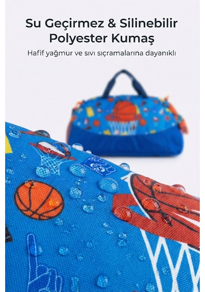 Basketbol Desenli Çocuk Spor & Seyahat Çantası 25 L Lacivert