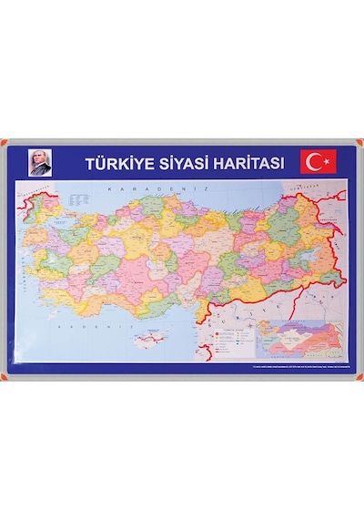 Türkiye Siyasi Harita Panosu Alüminyum Çerçeveli 70x100 CM