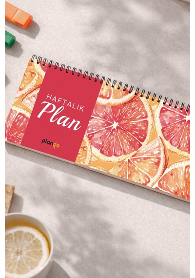 Tarihsiz Spiralli Haftalık Masaüstü Planlayıcı - Portakal - 10x30 Cm Plango Turkuaz