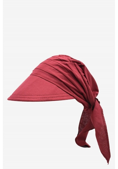 Külah Kadın Safari Bağlamalı Eşarp Siperli Bandana Plaj Şapkası - Bordo Bordo-Standart