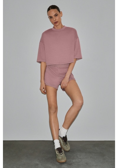 Grimelange Petal Kadın Esnek Kumaşlı Beli Lastikli Relaxed Fit Pembe Şort Pembe