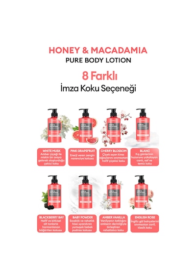 Nemlendirici Ve Besleyici Vücut Losyonu Kundal Honey & Macadamia Pure Body Lotion 500ml White Musk