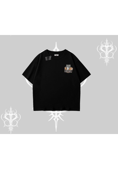 Tarzsokak Need Coffee Right Meow Yazılı Kedi Baskılı Oversize Tshirt Siyah