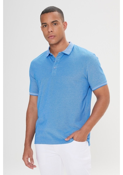 AC&Co / Altınyıldız Classics Erkek Acık Lacı-saks-lacıvert Slim Fit Dar Kesim 3 'lü Kıvrılmaz Polo Yaka Tişört Çok Renkli