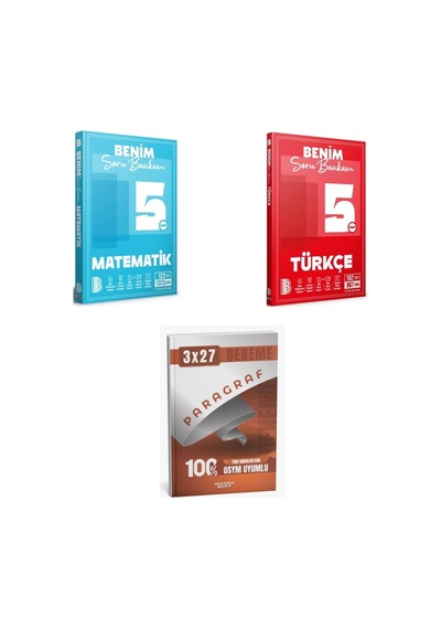 2027 Benim Hocam 5. Sınıf Soru Bankam Matematik + Türkçe Soru + Anla Kazan Paragraf Deneme 3'lü Set