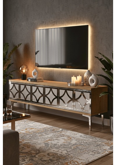 Tsa1237dbs - Lemtv120 Tv Stand, Tv Sehpası Safirmeşe - Beyaz - Sılver 120cm