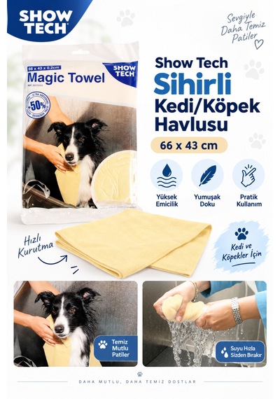 Show Tech Sihirli Kedi/köpek Havlusu 66x43 Cm