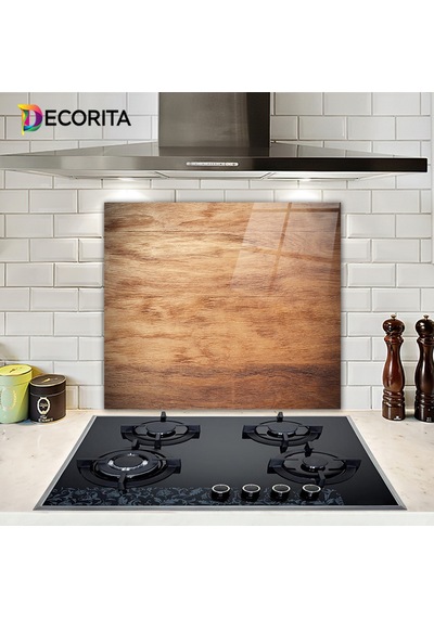 Decorita Ahşap Görünümlü | Cam Ocak Arkası Koruyucu | 52cm x 60cm