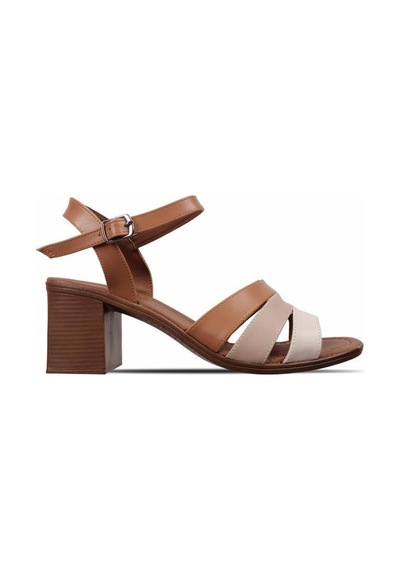 Papuçcity Frzn 03241 5 Cm Topuklu Kadın Sandalet Krem