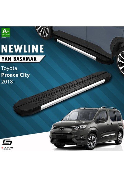 S-dizayn Toyota Proace City Uzun Şase Newline Krom Yan Basamak 213 Cm 2018 Üzeri A+ Kalite