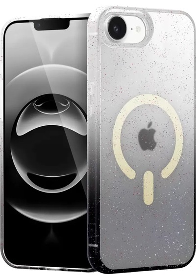 Newface Apple iPhone Uyumlu 16e Pummel Shiny Magsafe Kapak - Siyah Beyaz Diğer