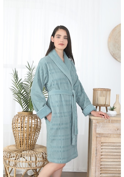 Özdilek Sadem Organik Spruce Şal Yaka Bornoz Mint