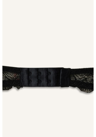 Defacto Dantelli Micro Kaplı Full Push Up Balenli Basic Tişört Bra H8027ax26aubk81 Siyah-bk81
