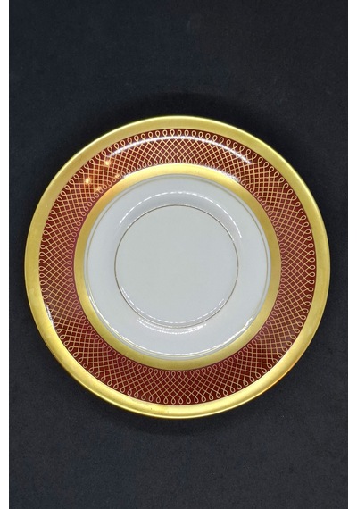 Bordo Bordürlü Altın Yaldız Detaylı Porselen Fincan 160 Ml