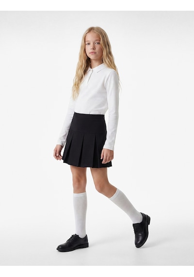 Koton Uzun Kollu Pamuklu Basic Polo Yaka Okul Tişörtü Beyaz 7wkg10010ak