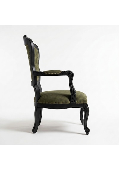 Royal Klasik Ahşap İşlemeli Berjer Siyah