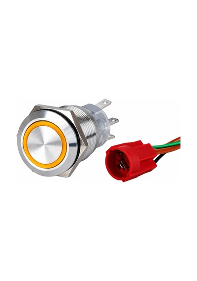 Labarka Turuncu LED'li Krom Buton On-Off 19 mm 15A 12/24V