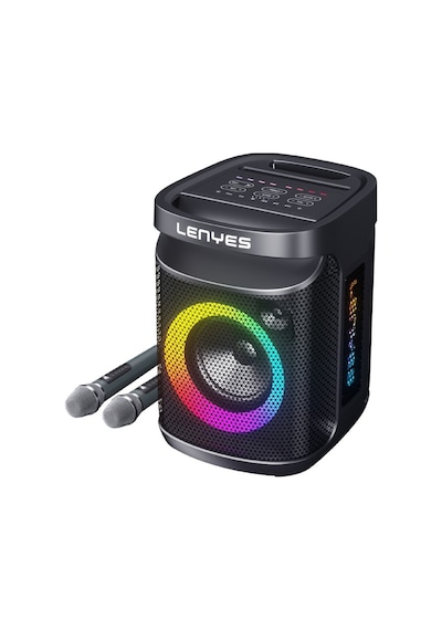 Lenyes S881 Su Geçirmez Mikrofonlu Çoklu Giriş RGB Işıklı TWS Karaoke FM Bluetooth Hoparlör