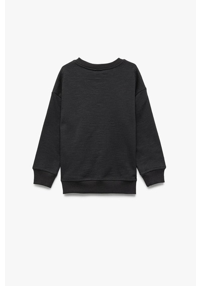 Koton Erkek Bebek Uzun Kollu Bisiklet Yaka Pamuklu Baskılı Sweatshirt Antrasit