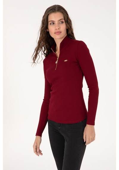U.S. Polo Assn. Kadın Bordo Fermuarlı Dik Yaka Sweatshirt 50313564-VR014