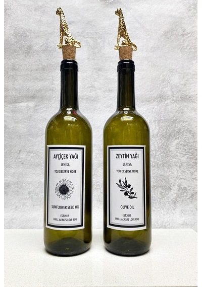 Altın Leopar Mantar Tıpalı 750ml Yeşil Şişe Etiketli Yağlık Yağda