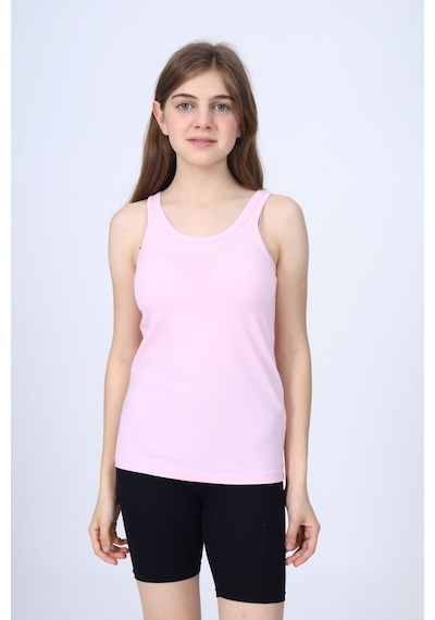 Toontoy Kız Çocuk Bisiklet Yaka Basic Atlet Açık Pembe