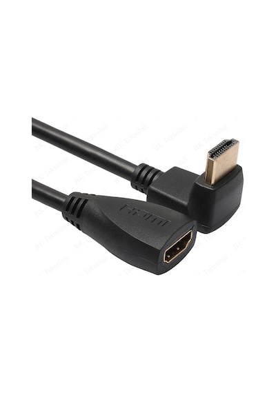 90 Derece L Tipi Açılı HDMI Erkek-Dişi Uzatma Kablosu 50cm