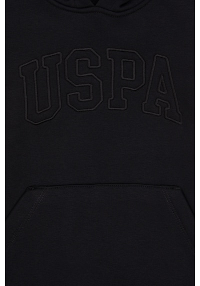 U.S. Polo Assn. Kız Çocuk Siyah Kapüşonlu Şardonlu Basic Sweatshirt 50314311-VR046