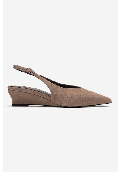 Luvishoes Rosella Vizon Süet Mini Dolgu Kadın Topuklu Ayakkabı