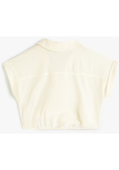 Koton Crop Gömlek Kısa Kollu Önden Bağlamalı Beyaz 4skg60097aw Beyaz