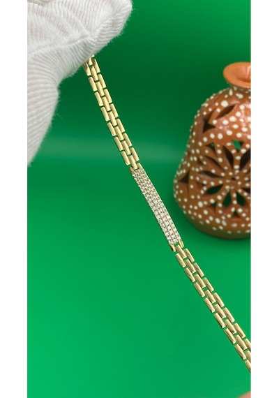 Xuping 14k Kuyumcu Model 3 Sıra Zirkon Taşlı Bileklik Altın