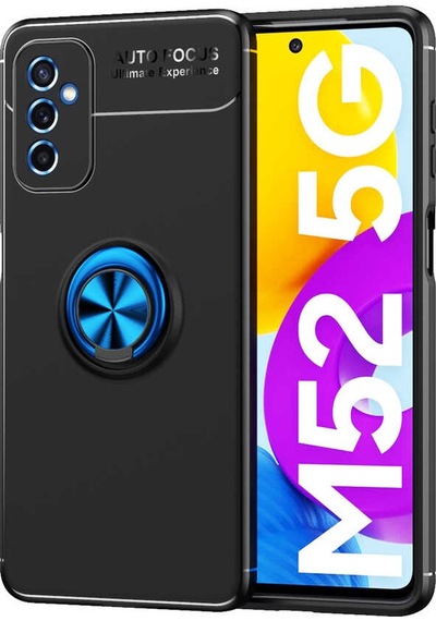 Galaxy Uyumlu M52 Kılıf Hptk Ravel Silikon Kapak - Siyah-mavi Siyah-mavi