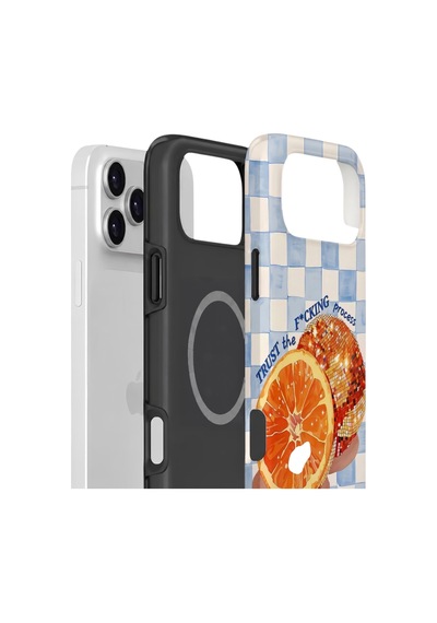 Apple iPhone Uyumlu 17 Pro Max Vorian Çift Katmanlı Magsafe Kılıf Orange Press Collage
