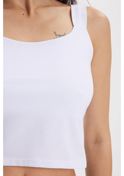 Tudors Kadın Slim Fit Dar Kesim Likralı Beyaz Crop Atlet -50612