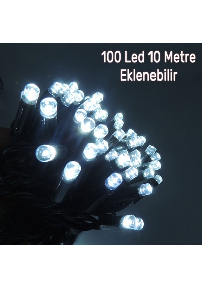 Dış Mekan Led Aydınlatma 10m Ağaç Işığı 100l Yeşil Kablo Beyaz Iş