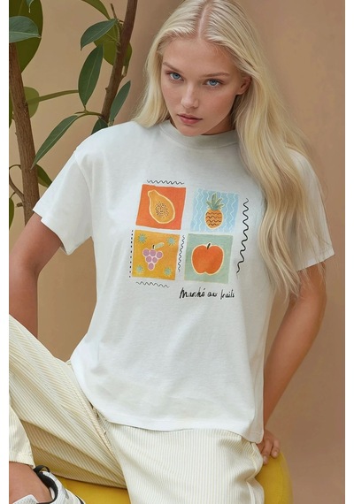 Hiccup Baskı Detaylı Regular Fit Bisiklet Yakalı %100 Pamuklu T-shirt Çok Renkli 04