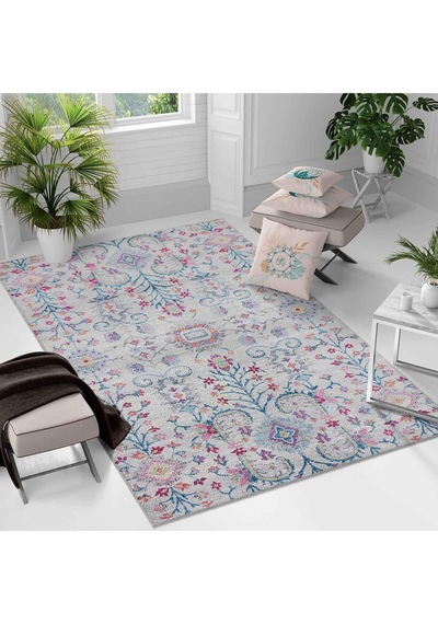 Kaymaz Taban Yıkanabilir Halı Mutfak, Salon, Yatak Odası İçin Modern Dijital Baskı Halı Slnhalı39 - 0130 Çok Renkli