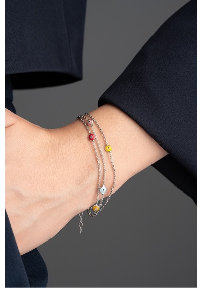 Çekirdekjewelry 925 Ayar Gümüş Renkli Boncuklu Bileklik Gri
