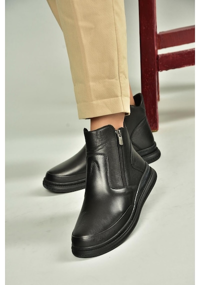 Fox Shoes V555070903 Siyah Hakiki Deri Kadın Bot Siyah-hakiki Deri