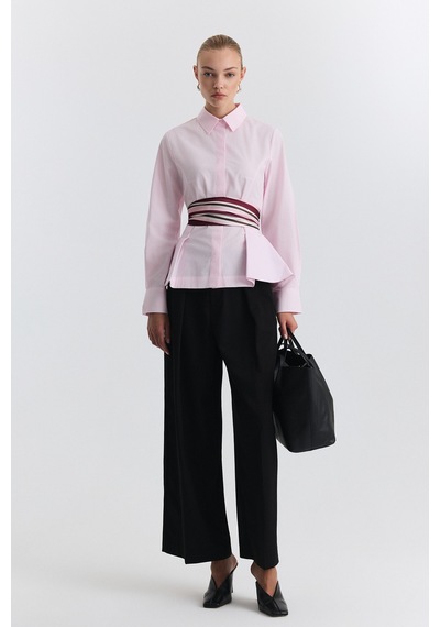 Antioch Peplum Poplin Gömlek Pembe