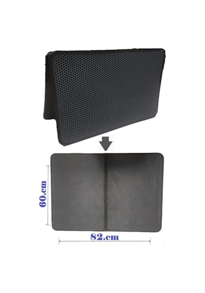 Tineke Büyük Boy Elekli Kedi Tuvalet Önü Paspası Katlanabilir 82 X 60 Cm Siyah 2li
