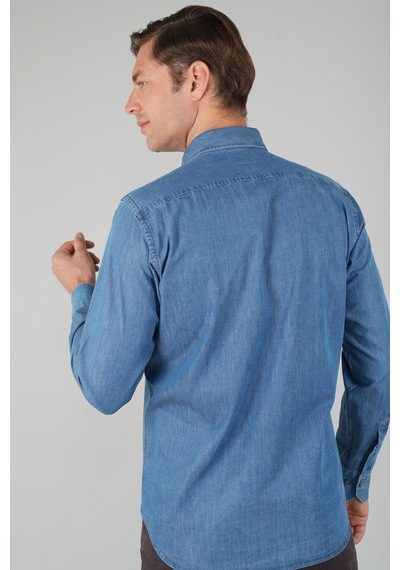 Bisse Erkek Uzun Kollu Regular Fit Denim Gömlek Gmdnm250002 D39 Lacivert