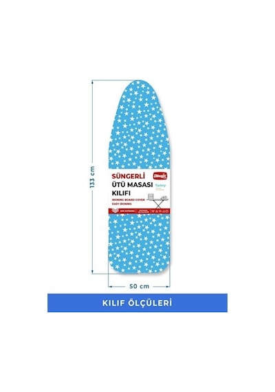 Magic Lady Ütü Masası Kılıfı Örtüsü Bezi İnce Süngerli Ayarlanabilir 133 X 50 Cm Düz Gri