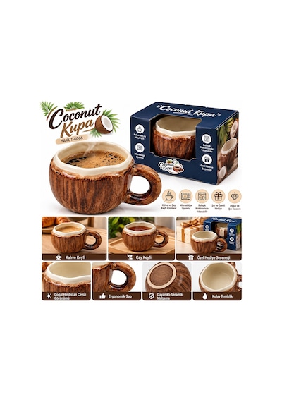 Yakut 6066 Coconut Seramik Kupa Bardak- 34'li Paket Diğer