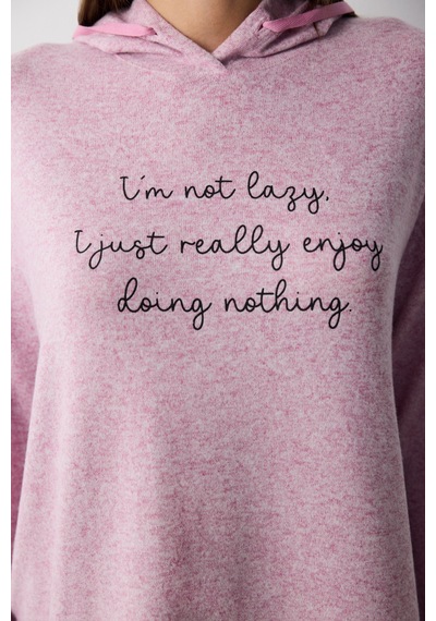 Penti Maybe Later Kapüşonlu Lila Sweatshirt Pijama Üstü