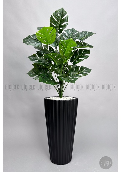 Yapay Monstera Deve Tabani Bi Tki Si 130 Cm Si Yah Li Lyum Saksıda Siyah