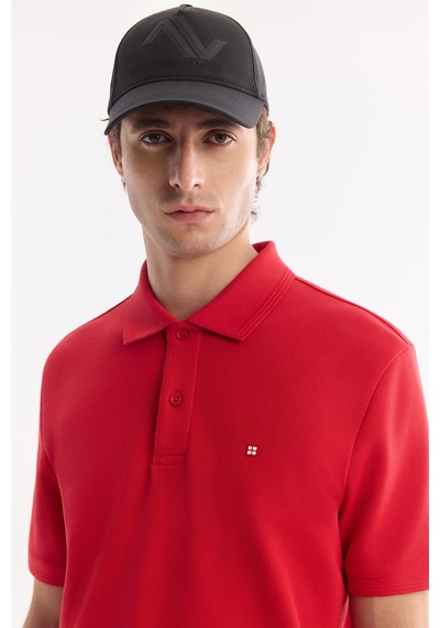 Avva Erkek Kırmızı Kıvrılmaz Polo Yaka %100 Pamuk Basic Regular Fit T-shirt B001032