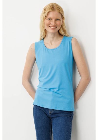 Kadın Askılı Penye T-shirt Mavi Mavi
