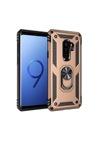 Samsung Galaxy Uyumlu S9 Plus Kılıf Sofya Yüzüklü Standlı Zırhlı Silikon Kılıf